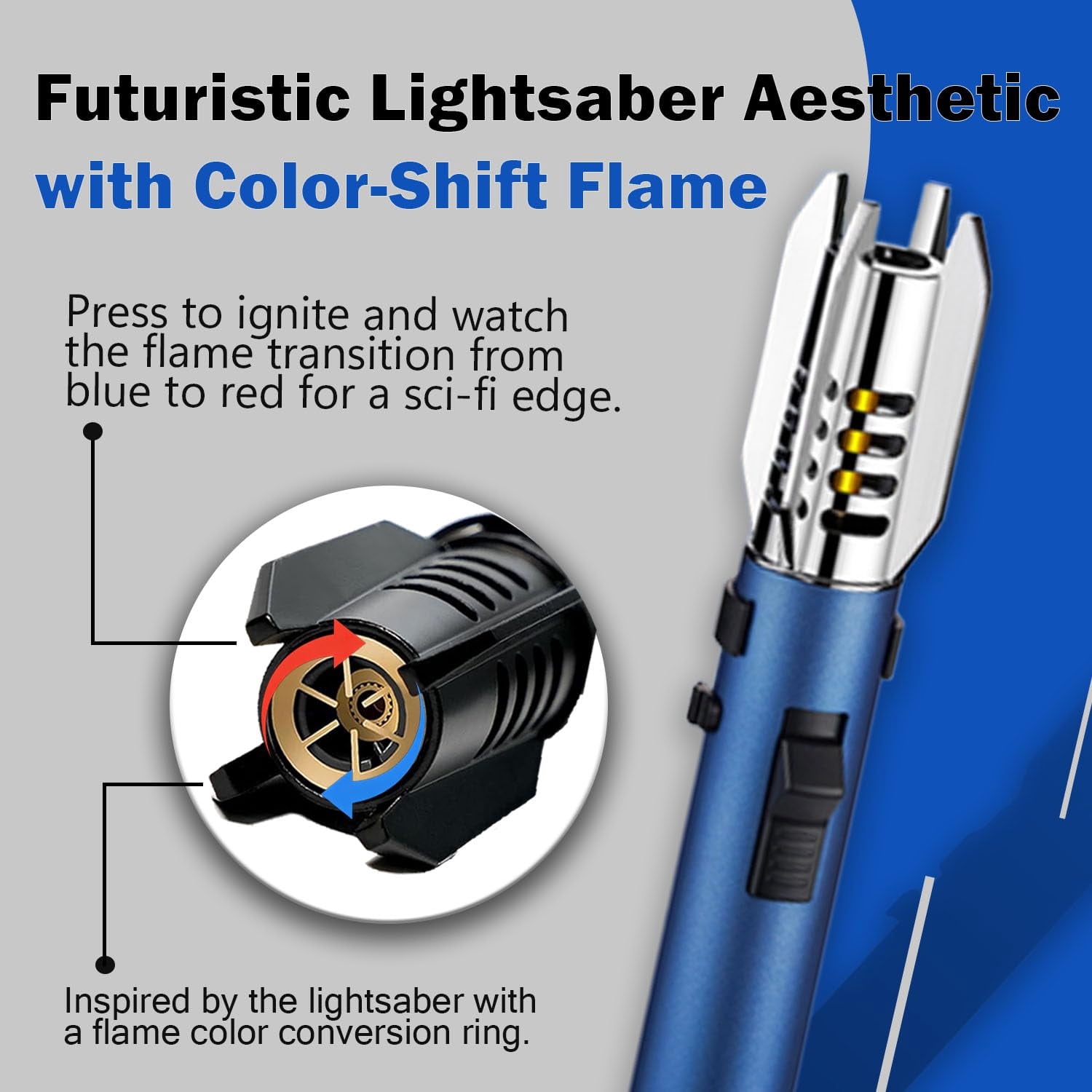 Plasma Lighter, Torch Lighter - Electric Adjustable Windproof Straight Flame with Safety Lock for Candles BBQ