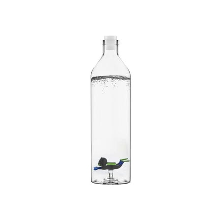 Inside Decorative Glass Balvi Glass Scuba Diver Water Bottle - BPA Free Decorative Reusable Beverage Carafe with Sculpted Glass Accent Inside - Holds 1.2 Liters ()