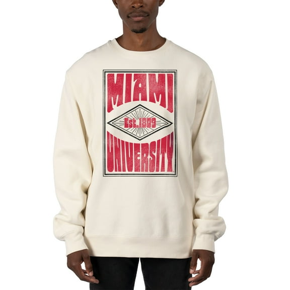 Men's Uscape Apparel Cream Miami University RedHawks Premium Heavyweight Pullover Sweatshirt