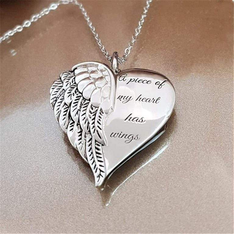 Wing Necklace for Women Men Charm Matching Demon Dragon Wing Love Heart Pendant Necklace Couple Family Friendship Necklace Jewelry Gift