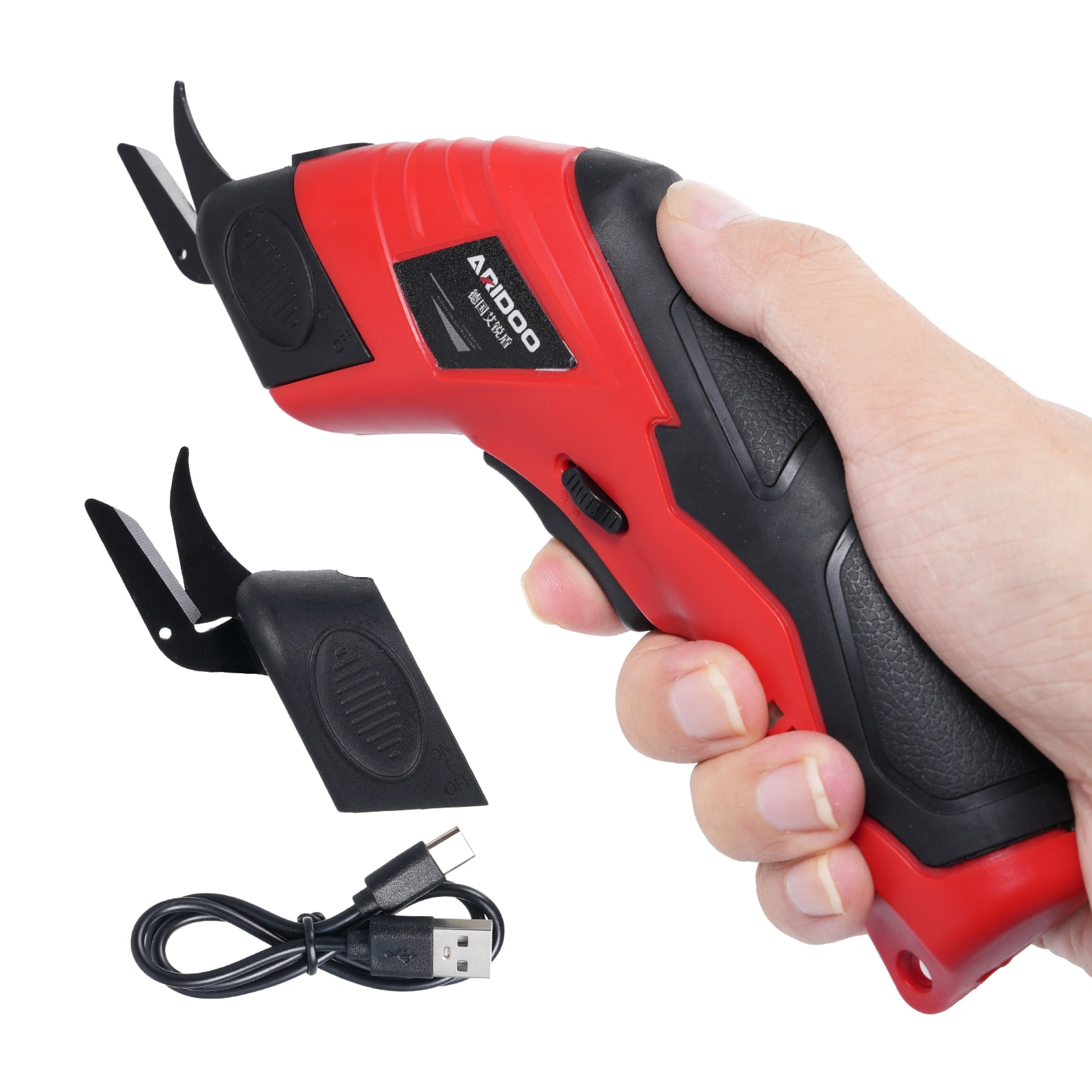 Electric Scissor 4.2V Cordless Scissors With 2pcs Replaceable Tungsten Steel Blade Rechargeable Scissors Safety Switch Maximum Cut 9mm For Cotton Fabric, Plant Stems
