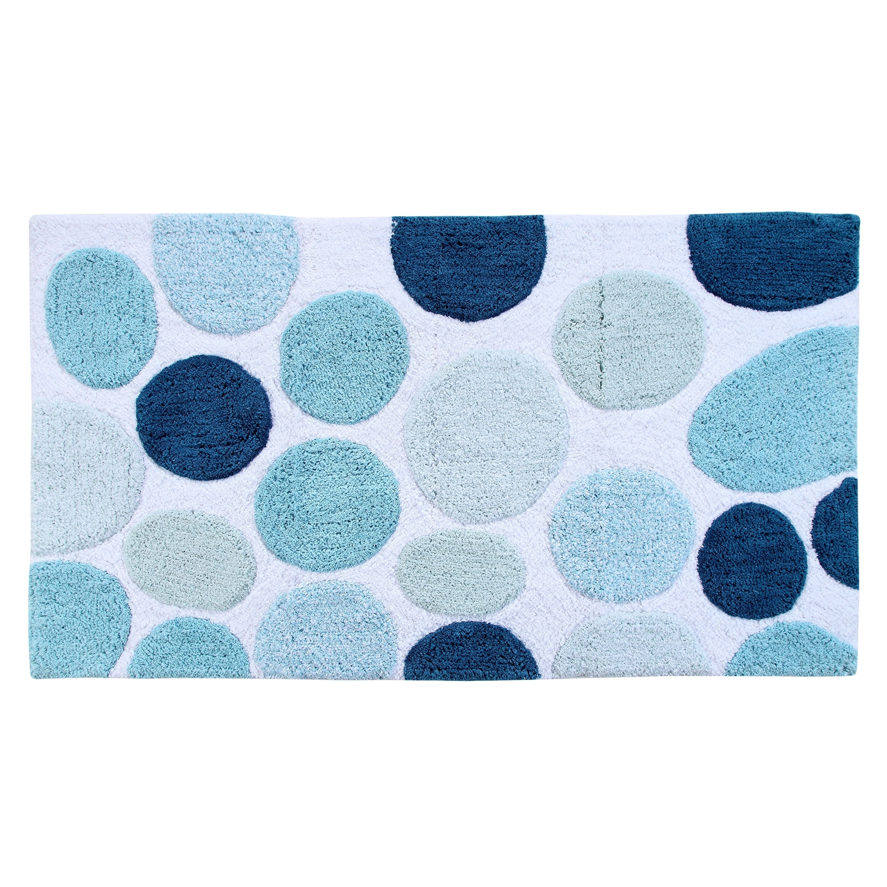 Saffron Fabs 50x30 Inches 100 Soft Cotton Blue Pebble Stone Bath Rug