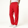 thumbnail image 2 of TOWED22 Mens Sweatpants Baggy Straight Wide Leg Open Bottom Casual Pants Elastic Waist Workout Athletic Joggers Pockets Sweat Pants(Red,L), 2 of 5