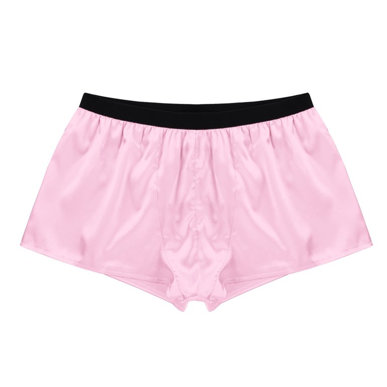 YONGHS Men's Silky Satin Boxers Shorts Underwear Sports Panties Swimwear  M-3XL A Heart Black XL