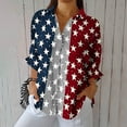 thumbnail image 2 of bamboo linen Independence Day shirts for womens collared Short Sleeve tee shirts USA Flag Star printed tunics blouses Baggy dressy shirts holiday beach party Patriotic clothes 2025, 2 of 5