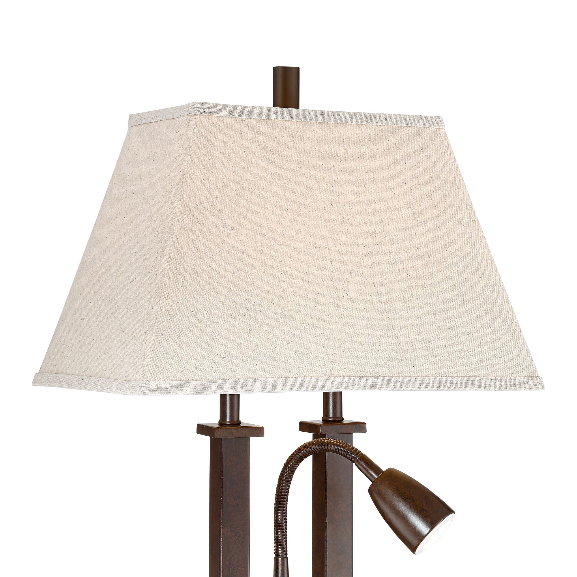 Possini Euro Design Deacon Modern Desk Table Lamp 26" High Bronze with USB and AC Power Outlet in Base LED Reading Light Oatmeal Shade for Office Desk
