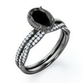thumbnail image 4 of JeenMata Milgrain Bezel Set - 1.5 Carat Ovate Lab Grown Black Diamond and Moissanite - Twisted Infinity Pave Wedding Set - 18K Black Gold Plating over Silver, 4 of 7