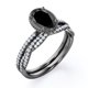 thumbnail image 4 of JeenMata Juego de Bisel Milgrain Diamante Negro Ovalado de 1,5 Quilates Cultivado en Laboratorio y Moissanita: Juego de Boda con Pavé Infinito Retorcido: Baño de Oro Negro de 18 K sobre Plata, 4 of 6