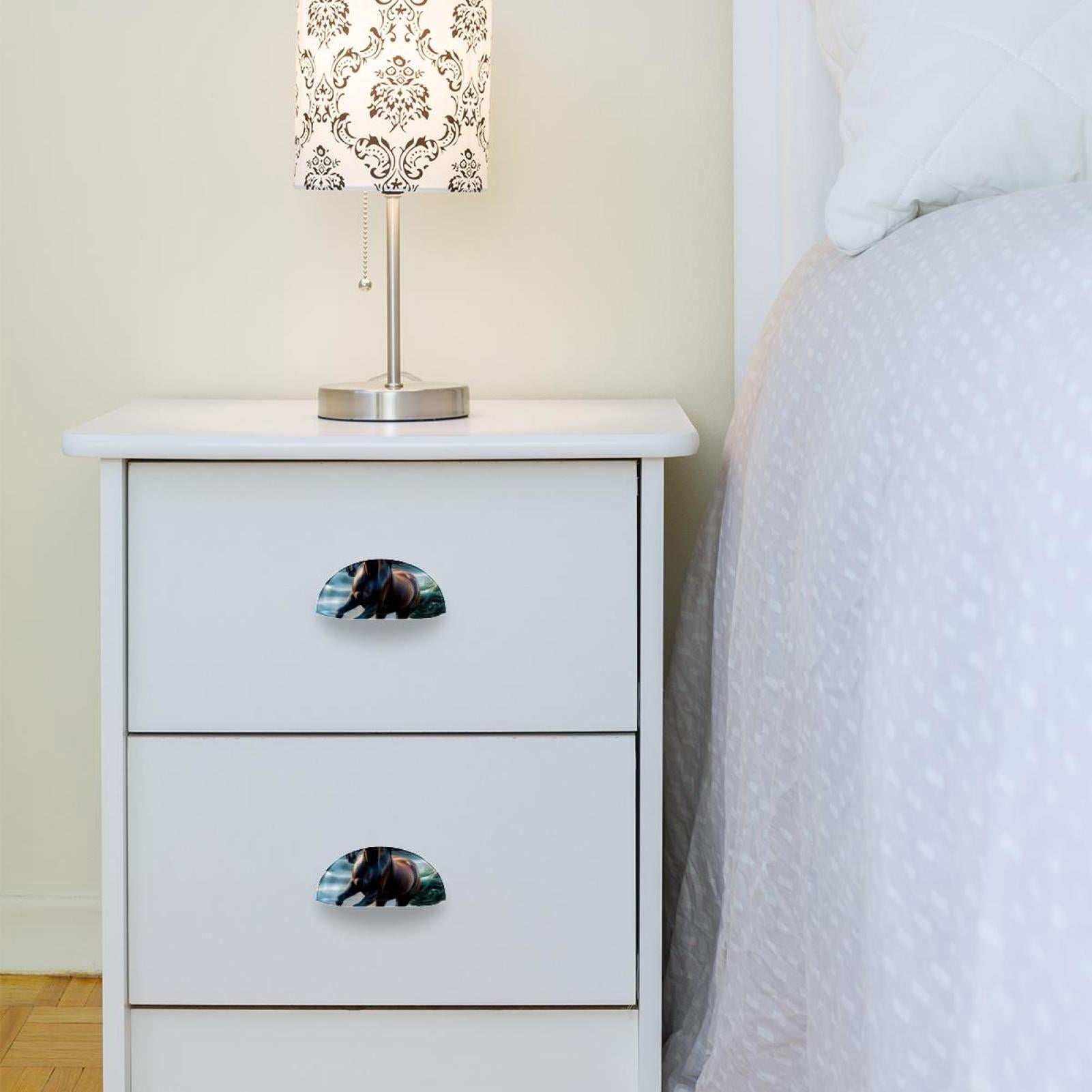PhooArto 6 Pcs Cup Drawer Pulls, Running Horse on Beach Shell Shape Handles Cabinet Knobs for Dresser Cupboard Closet Wardrobe with Screws
