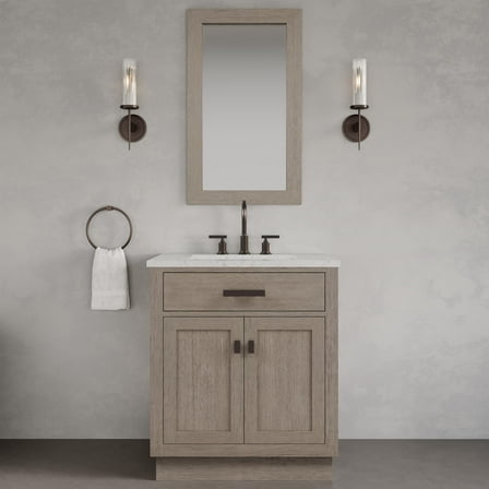 Water Creation Chestnut 30" Wood Single Bathroom Vanity in Gray & Rubbed Bronze