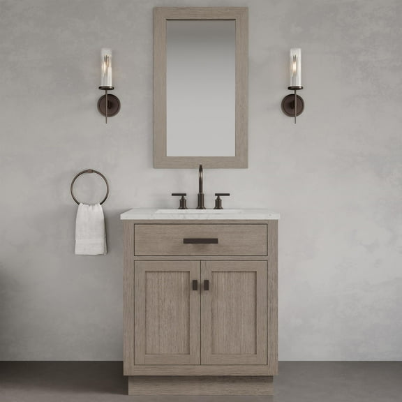 Water Creation Chestnut 30" Wood Single Bathroom Vanity in Gray & Bronze