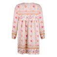 thumbnail image 3 of VISgogo Vestido Corto de Verano para Mujer, Estilo Bohemio Estampado Floral Escote en V Borlas Decoración Manga Larga Falda de Playa Suelta VISgogo moda, 3 of 9
