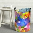 thumbnail image 3 of DouZhe Waterproof Collapsible Large Laundry Baskets, Geometries Squares Cubes Prints Circular Hamper with Handles, 3 of 7