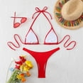 thumbnail image 7 of Sevevn Women's Triangle Bikini Set Halter Front Clasp Thong Two Piece Swimsuit Red L, 7 of 7