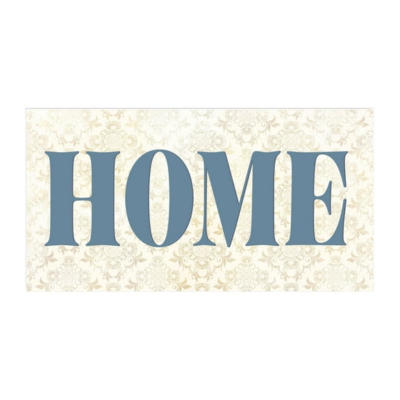 Home Almond Damask Denim Blue 20 x 10 Wood Wall Sign Plaque
