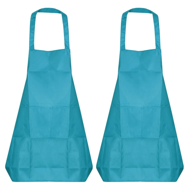 Unique Bargains 2pack Kitchen Cooking Aprons Polyester Art Aprons Pottery Apron Waterproof Artist Painting Apron Light Blue