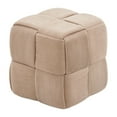 thumbnail image 2 of IVV Padded Foot Stool, Corduroy Woven Sofa Stool, Ottoman Stool with Foot Pads, Simple Square Ottomans for Bedroom, Entryway, Living Room (Brown,15x15x15in), 2 of 7