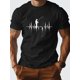 thumbnail image 1 of Camiseta de algodón puro para hombre con diseño de pesca Silhouette EKG, ajuste cómodo, camisetas de ocio, 1 of 6