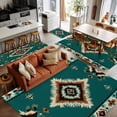 thumbnail image 5 of 3x5Ft Area Rugs Green Southwestern Non-Skid Rubber Backing Large Rectangle Rugs - Living Room Bedroom Home Office, Boho Ethnic Geometric Retro Indoor Floor Mat Carpets Washable Rug, 5 of 9