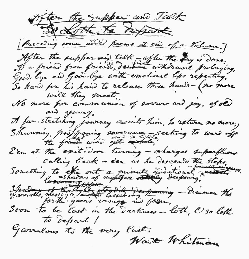 Walt Whitman (18191892) Namerican Poet Manuscript In WhitmanS Own