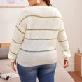 thumbnail image 2 of Plus Size Striped Sweaters Women Loose Fit Warm Knit Crewneck Pullover L-3XL Fall Winter Casual Jumper Tops, 2 of 8