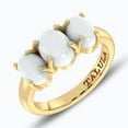 thumbnail image 5 of Three Stone Ring | 14K Gold Plated 925 Silver White Moonstone Ring – Oval Gemstone Statement Jewelry | US 5, 5 of 6