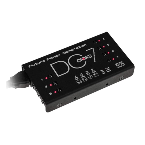 CIOKS DC7 Future Power Generation 9V / 12V / 15V / 18V DC Fuente de alimentación universal con 7 salidas aisladas y salida USB de 5V para pedales de efectos