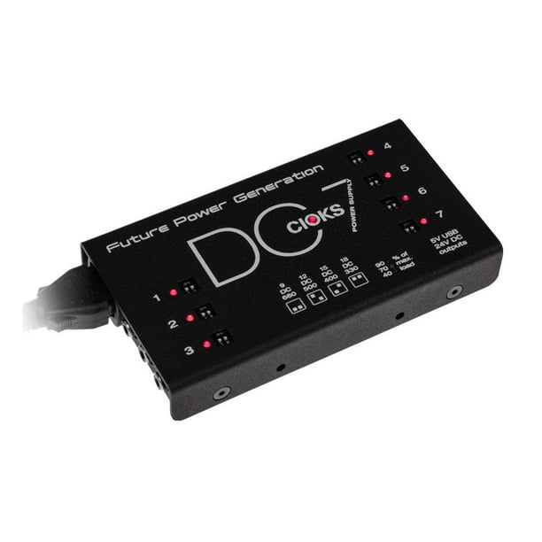 CIOKS DC7 Future Power Generation 9V / 12V / 15V / 18V DC Fuente de alimentación universal con 7 salidas aisladas y salida USB de 5V para pedales de efectos