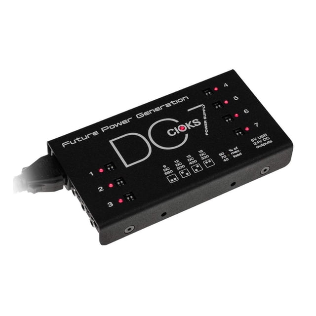 CIOKS DC7 Future Power Generation 9V / 12V / 15V / 18V DC Fuente de alimentación universal con 7 salidas aisladas y salida USB de 5V para pedales de efectos