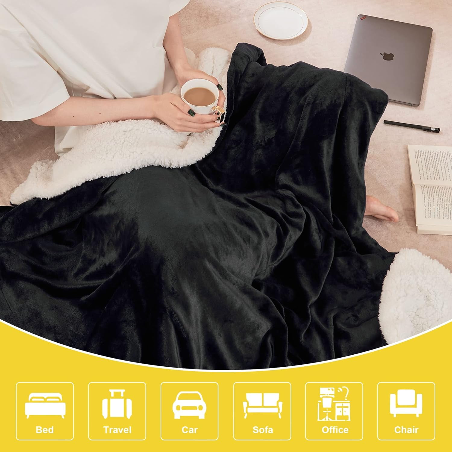 Halloween Twin Fleece Blanket Plush Blanket Fashion Fuzzy Gifts for Family, Soft Lightweight Fluffy Fleece Plush Couch Blankets for Living Room/Bedroom/Sofa, 60 x 80 inches, Black