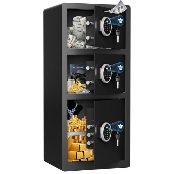 Extra Large Home Safe Box, Safe Box with Drop Slot & Hooks, Home Safe with Dual Alarm & Mute Function, Money Safe with Adjustable Shelf for Documents and Valuables