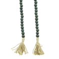 thumbnail image 4 of DecMode Green Wood Bohemian Garland Décor with Geometric Bead Details and Cream Cotton Tassel, 81"L, 4 of 7