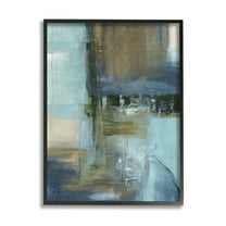 Stupell Industries Abstract Blue & Glam Abstract Painting Black Framed Art Print Wall Art, 11 x 14