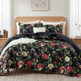 thumbnail image 2 of Exclusivo Mezcla Floral Quilts Queen Size, Black Queen Quilt Bedding Set with Red Cottagecore Garden Pattern, Reversible Lightweight Bedspreads Coverlets (92"x96"), 2 of 6
