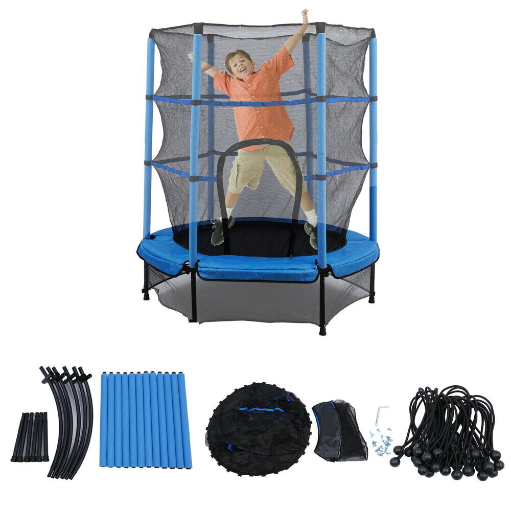 OUKANING 4.5FT Kids Trampoline Enclosure Indoor Jumping Exercise Trampolin -