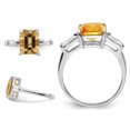 thumbnail image 3 of Sterling Silver Polished Rhodium Plated Citrine Ring, 3 of 4