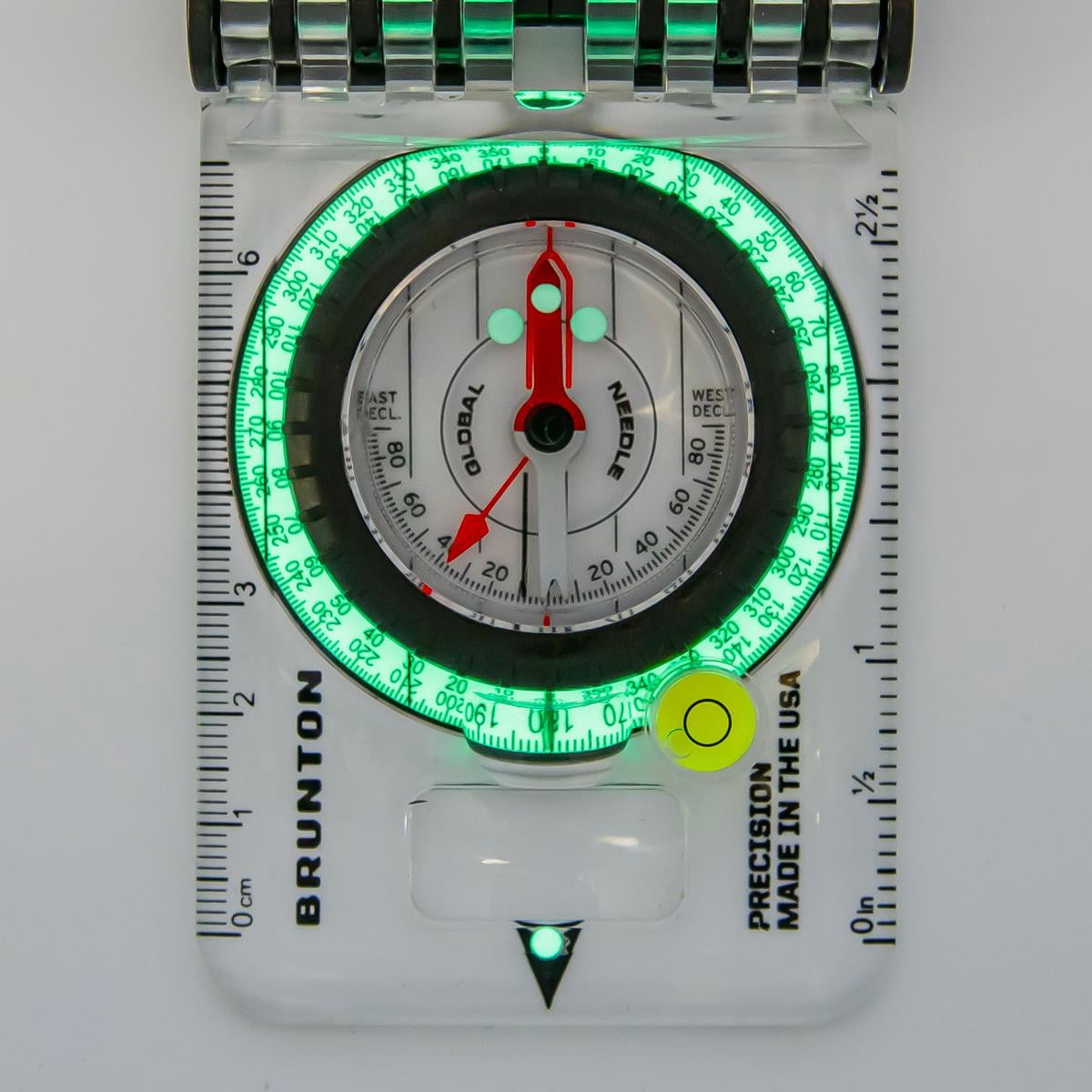 Brunton TruArc 15 Luminous Sighting Compass – Glow in the Dark Professional Navigation – Global Needle & Clinometer – Magnified Readout for Night Ops & Search and Rescue