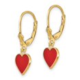 thumbnail image 6 of 14k Yellow Gold Polished Enameled Heart Dangle Leverback Earrings, 6 of 7