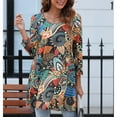 thumbnail image 3 of ENMAIN Women Top 3/4 Sleeve Plus Size Tunic Tops to Wear with Leggings Orange Swing Flare Dressy 2XL, 3 of 7