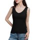 thumbnail image 1 of Chaleco térmico para mujer, forro polar, Color sólido, cuello en V, sin mangas, cálido, suave, sin c Abanopi Negro/Grande, 1 of 7