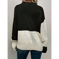 thumbnail image 6 of Women'S Casual Color Block Sweater Crewneck Long Sleeve Ribbed Knit Pullover Top Black S, 6 of 8