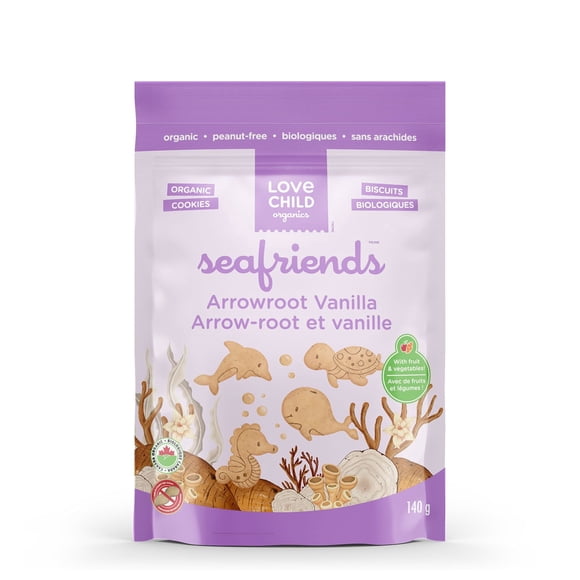 Love Child Organics Sea Friends Arrowroot Vanilla Cookies 140g Pouch