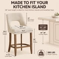 thumbnail image 3 of SESSLIFE Bar Stools Set of 2, 26" Counter Height Bar Stools with Open Back, Modern Upholstered Kitchen Island Stools with Solid Wood Legs, Bar Chairs for Dining Room, Beige, 3 of 9