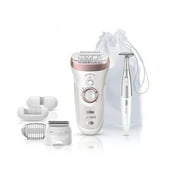 Braun Epilator Silk-épil 9 9-890 Facial Hair Removal for Women, Bikini Trimmer, Womens Shaver Wet & Dry, Cordless and 7 extras