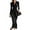 Black, variant on Women's Dress Long Sleeve Solid Color Tie Waist Classic Elegant Midi Dress for Office Commuting Spring Fall,Black,L