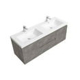 thumbnail image 6 of Sinber 60" Wall Mounted Double Rectangular Sink Cement Grey Bathroom Vanity Cabinet with White Acrylic Countertop 2 Drawers and 2 Doors, Compact and Elegant with Sleek Design for Modern Bathrooms, 6 of 13