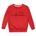 thumbnail image 3 of Tisuna Kids Girls Long Sleeve Sweatshirts Lightweight Crewneck Heart Print Tops Children Going Out Street Fall Outfits Size 6-7 Years Red, 3 of 3