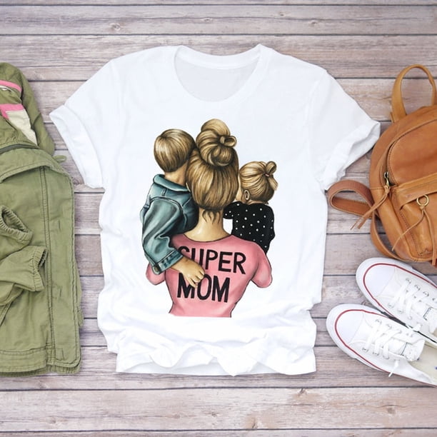 Mujeres dibujos animados Super Mom Life Momlife Mama madre verano estampado señora camisetas Top camiseta señoras mujeres gráfico camiseta femenina Tan Jianjun unisex