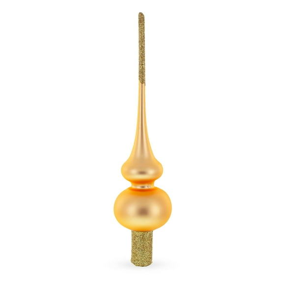 Solid Orange with Sparkling Top Glass Christmas Tree Topper 11 Inches