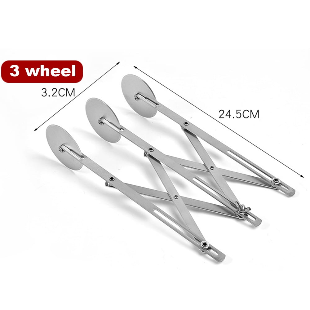 Lngoor Stainless Pizza Slicer 5 Wheel Pastry Cutter Multi-Round Dough Cutter Roller Cookie Pastry Knife Divider with Handle, Size: 9.90 x 2.40 x 2.30